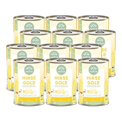 naftie veganes Hundefutter Bio Hirse Gold - Nassfutter Menü mit Erbsen - glutenfrei purinarm - Diät-Futter - 12x 400g von naftie