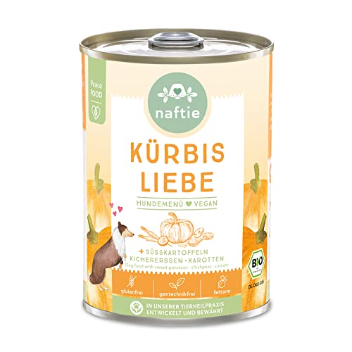 naftie veganes Hundefutter Bio Kürbis Liebe - Veggie Nassfutter Menü mit Süßkartoffeln & Kichererbsen - purinarm - Diät-Futter - 400g Dose von naftie