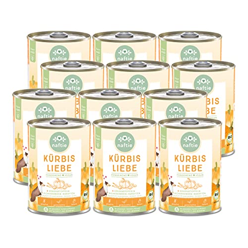 naftie veganes Hundefutter Bio Kürbis Liebe - Veggie Nassfutter Menü mit Süßkartoffeln & Kichererbsen - purinarm glutenfrei - Diät-Futter - 12x 400g von naftie