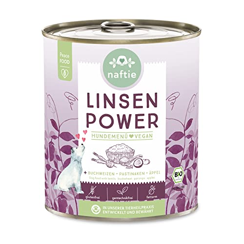 naftie veganes Hundefutter Bio Linsen Power - Nassfutter Menü mit Buchweizen & Pastinaken - glutenfrei getreidefrei - purinarm Diät-Futter - 800g von naftie