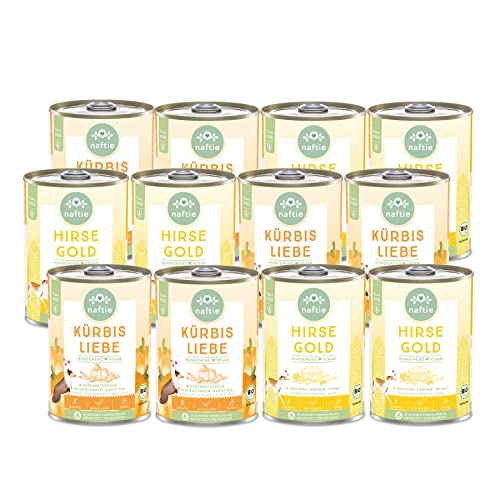 naftie veganes Hundefutter Mischpaket - Bio Nassfutter vegan für Hunde - 2 Neue Sorten - rein pflanzlich - glutenfrei purinarm - Diät-Futter - 12x 400g von naftie