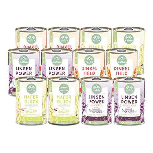 naftie veganes Hundefutter Mixpaket - Bio Nassfutter vegan für Hunde - Menü Spar-Paket 3 Sorten - rein pflanzlich - purinarm - Diät-Futter - 12x 400g von naftie