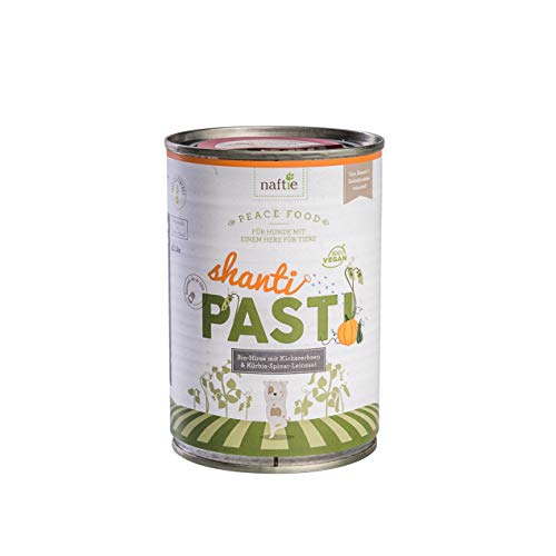 naftie veganes Hundefutter Shanti PASTI 400g Dose Bio Nassfutter Menü mit Hirse Kichererbsen & Kürbis, Spinat, Leinsaat glutenfrei nass feucht vegetarisch (1 x 400g) von naftie