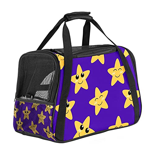 Haustier-Reise-Tragetasche, tragbare Haustier-Tasche - Faltbare Haustier-Tragetasche aus Stoff mit niedlichen Cartoon-Sternen auf blauem Hintergrund von nakw88