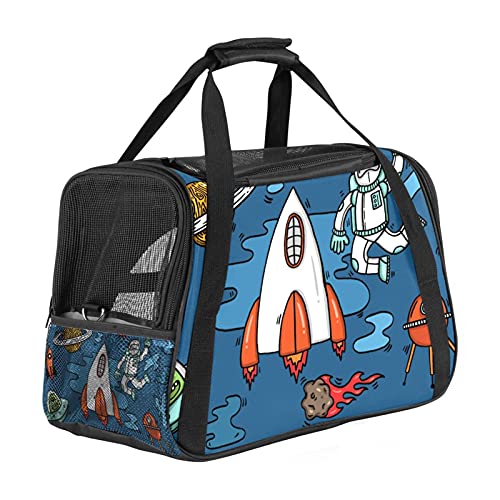 Haustiertasche Träger Atmungsaktives Mesh Reisesichere Tragetasche für Hunde Katzen Astronaut Raumschiff Alien Planet Rocket von nakw88