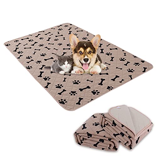 Hundebox Pee Pads – Wahable Hundeteppiche rutschfeste Welpenunterlagen für kleine Hunde, wasserabsorbierende Trainingspads (203,2 x 152,4 cm, Beige) 1 Packung von nanbowang