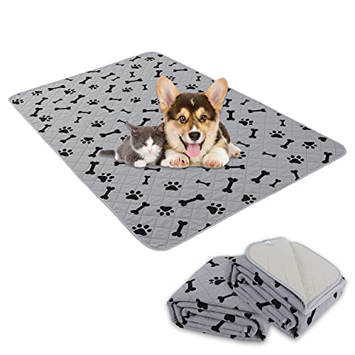 Hundebox-Urinierunterlagen – Wahable Hundeteppich, rutschfeste Welpenunterlagen für kleine Hunde, wasserabsorbierende Trainingspads (61 x 81,3 cm, grau), 2 Packungen von nanbowang