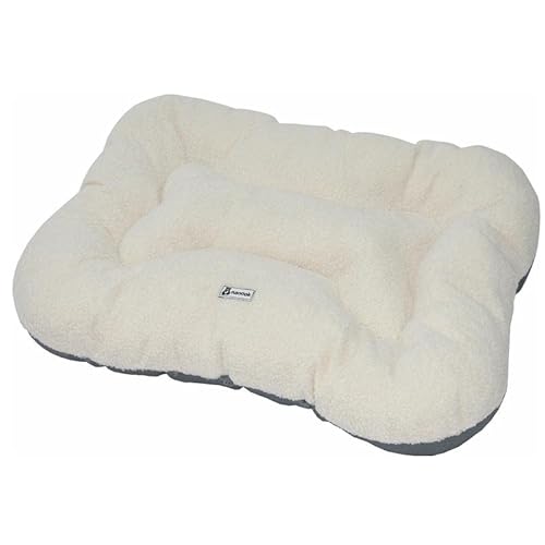 nanook Hundekissen Katzenbett flauschig weich wärmend dick geposltert Bone - beige/weiß - Polyester- 70 x 50 cm - Rutschfester Boden von nanook