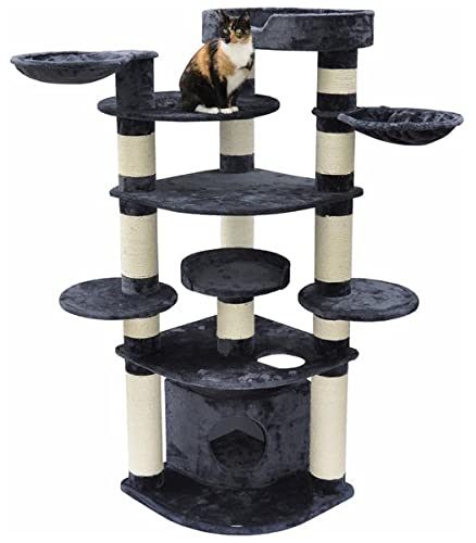 nanook Kratzbaum XXL Katzenbaum, Gigant Deluxe II, Premium Qualität, dunkel grau- große und schwere Katzen, 15 cm Ø Krätzstämme von nanook