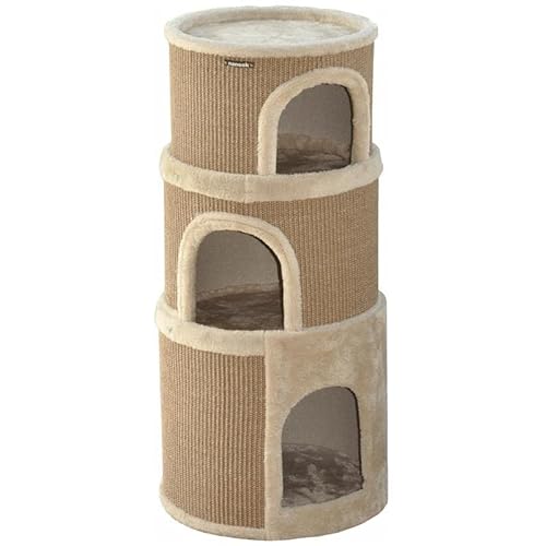 nanook Kratztonne, Höhe 89 cm, 3-teilig, Spieltonne für Katzen, 3 Ebenen, Kratzbaum, Kratzturm aus Sisal, braun/beige von nanook