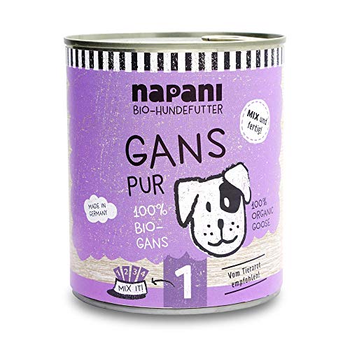 Bio Hundefutter Gans (800g), glutenfreies, getreidefreies Nassfutter aus der 800g Vorratsdose, artgerecht von napani