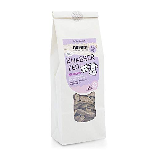 napani - Knabber Zeit - Hühnerleber, Hunde leckerlis, getrocknete Belohnungshappen für Hund & Katze, Leckerlies für artige Hunde & Katzen, getreidefrei & glutenfrei, 1 x 150g von napani