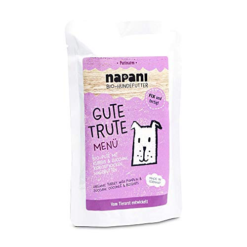 napani - Premium Hundefutter, Bio Nassfutter für Hunde, Gute Trute mit 35% Putenfleisch, Kürbis & Zucchini, purinarm, schonend gegart & ohne Zusatzstoffe, 1 x 150g von napani