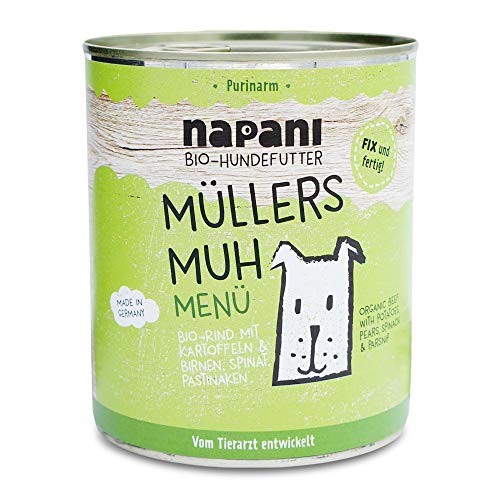 Purinarmes Hundefutter Müllers MUH mit Rind & Kartoffeln - Hunde Nassfutter im Menü 800g Dosenfutter - Premium Hundefutter aus Bayern von napani