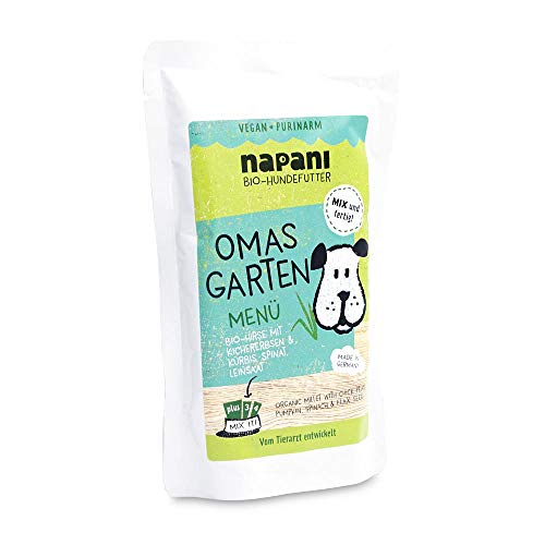 napani - Omas Garten - Veganes Hundefutter nass, Bio Hundefutter mit Hirse & Kichererbsen, Hunde Nassfutter, purinarm & schonend gegart, 1 x 150g von napani