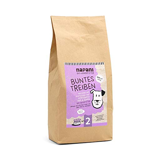 napani Buntes Treiben - Bio-Basisfuttermischung für Hunde mit Reisflocken, Kürbis, Apfel, Kokos, Brennnessel & Hanfpresskuchen, glutenfrei & ohne Zusatzstoffe, 1 x 3kg von napani