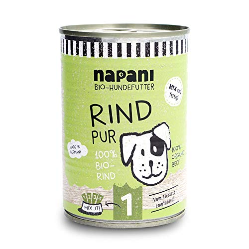 napani - Bio Hundefutter, 100% Bio Rind, Premium Hundefutter nass, glutenfrei, getreidefrei, ohne Zusätze, regional & schonend dampfgegart, 1 x 400g von napani