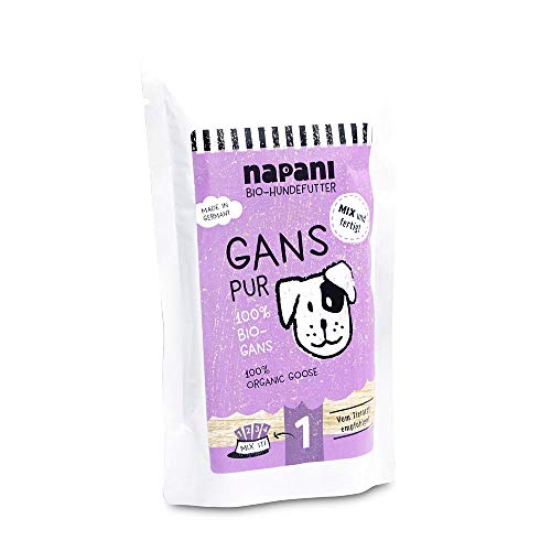 napani - Bio Hundefutter, 100% Bio Gans, Premium Hundefutter nass, glutenfrei, getreidefrei, ohne Zusätze, regional & schonend dampfgegart, 1 x 150g von napani