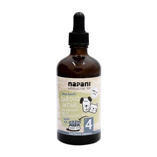 napani CardioWohl – Herz-Kreislauf-Tinktur für Hunde & Katzen | Natürliche Unterstützung für Herz & Gefäße | Mit Weißdorn, Ginkgo, Herzgespann & Rosmarin, 1 x 100ml von napani