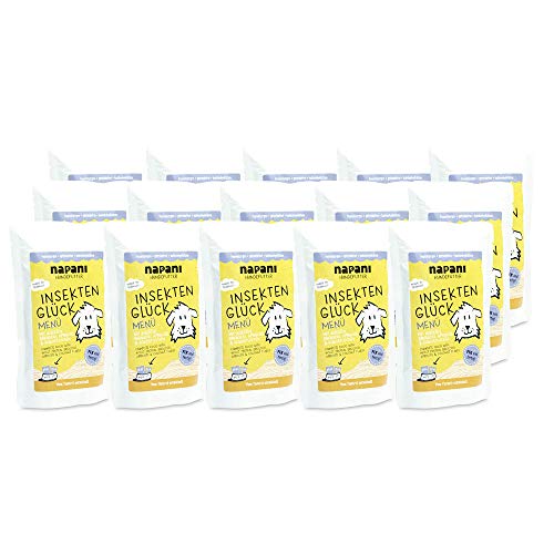 napani Hundefutter Insektenprotein - Verschiedene Sorten & Größen (150g - 4,8kg) - hypoallergen, getreidefrei, kohlenhydratarm (Brokkoli, Aprikose, 15 x 150g) von napani