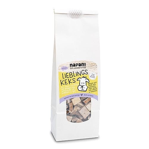 napani Lieblings-Keks - vegane Hundeleckerli, Hundekekse aus Bio-Buchweizen, Bio-Aprikose & Bio-Zimt, lecker & ohne künstliche Zusätze, Hand gefertigt, hauseigene Rezeptur aus Bayern, 1 x 200g von napani