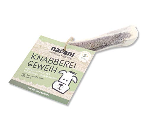 napani - Knabberei Geweih für Hunde, natürlicher Knabbersnack, Leckerli für Hunde, natürliche Zahnpflege, geruchsarm & mineralreich, S - Hund 8 bis 15kg von napani