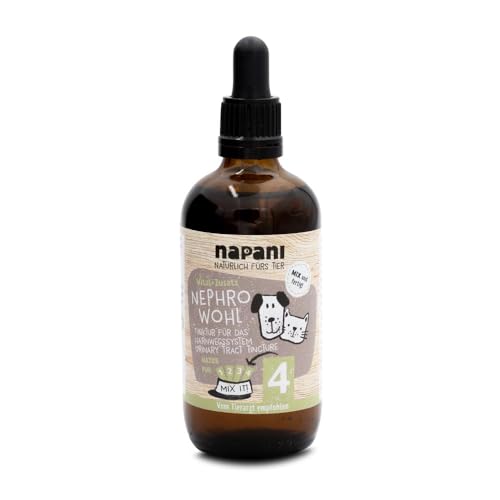 napani NephroWohl Harnwegs-Tinktur für Hunde & Katzen, Unterstützt gesunde Harnwege & Nierenfunktion, Mit Goldrute, Cranberry, Brennnessel & Löwenzahn, 1 x 100ml von napani