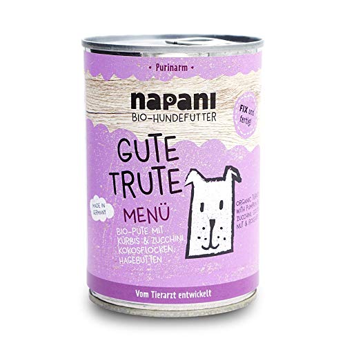 napani - Premium Hundefutter, Bio Nassfutter für Hunde, Gute Trute mit 35% Putenfleisch, Kürbis & Zucchini, purinarm, schonend gegart & ohne Zusatzstoffe, 1 x 400g von napani