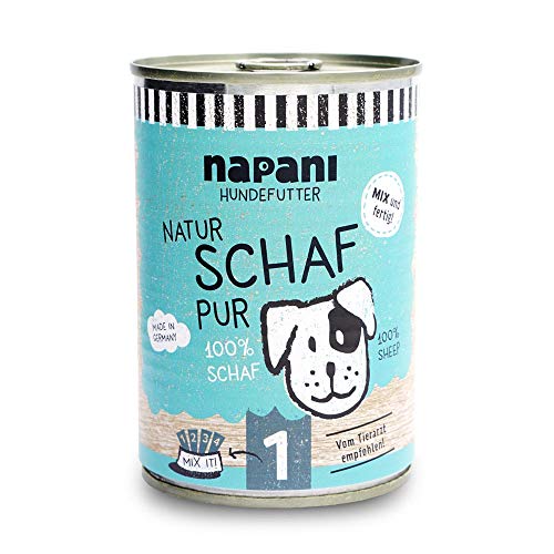 napani - Premium Hundefutter nass,100% Schaf, glutenfreies, getreidefreies Nassfutter aus der Dose, allergiefreundlich & wohl bekömmlich, 1 x 400g von napani