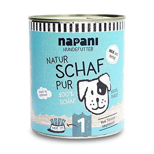 napani - Premium Hundefutter nass,100% Schaf, glutenfreies, getreidefreies Nassfutter aus der Dose, allergiefreundlich & wohl bekömmlich, 1 x 800g von napani