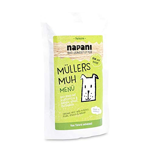 napani - Premium Hundefutter nass, Bio Nassfutter für Hunde, Müllers MUH mit Rind & Kartoffeln, purinarm, schonend gegart, ohne Zusatzstoffe, 1 x 150g von napani