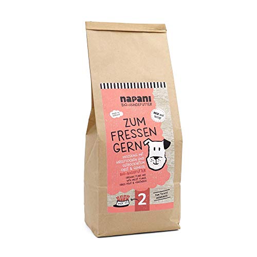 napani Zum Fressen Gern - Bio-Basisfutter für Hunde mit Hirseflocken, Karotten, Birnen, Leinpresskuchen, Spinat & Kokos, glutenfrei & ohne Zusatzstoffe, 1 x 1kg von napani