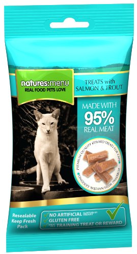 Natures Menu 4 Packungen Leckerlis für Katzen mit echten Fischen, Lachs und Forellen, 60 g von Natures Menu