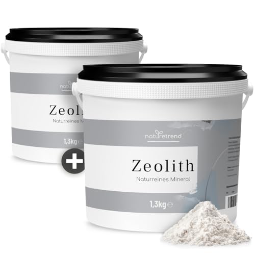 naturetrend Zeolith Pulver 2 x 1,3kg - Naturrein mit 94% in Premium-Qualität - Extra fein gemahlen, Reines & naturbelassenes Vulkangestein, 2er Set von naturetrend