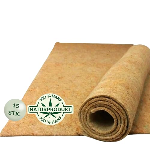 Natursache 15 Nagermatten aus 100% Hanf, 100 x 50cm I saugstark & staubfrei I Hygienische Bodenabdeckung für Käfige & Laufställe für Kleintiere I Hanfmatten für Nager I Ideal für Gehege & Höhlen von Natursache