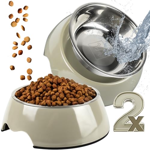 ne&no® Futternapf 2er Set für Hunde und Katzen [Gr. L / 700 ml] Hundenäpfe große Hunde rutschfest | Hundenapf Grosse Hunde | Futternapf Hund (L, Taupe) von ne&no