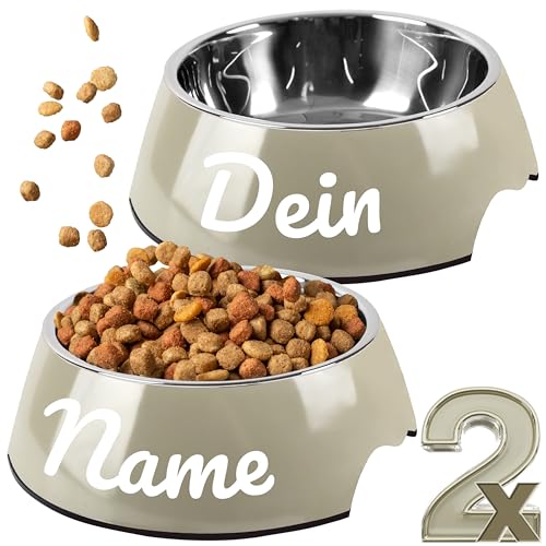 ne&no® Futternapf 2er Set für mittelgroße und große Hunde [Gr. L / 700 ml] Hundenapf personalisiert rutschfest | Hundenapf Grosse Hunde | Futternapf Hund (L Taupe) von ne&no