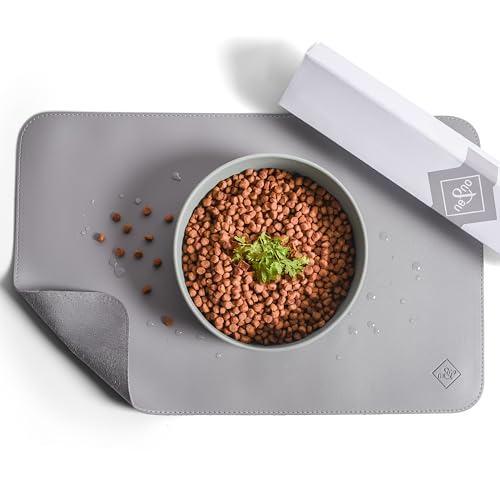 ne&no® Futternapf Unterlage 50 x 30 cm für Katzen und kleine Hunde rutschfest & wasserabweisend aus veganem Leder - Napfunterlage Katzen - Fressmatte Hund von ne&no