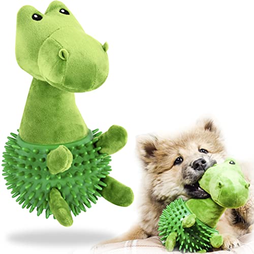 ne&no® Hunde Kuscheltier mit Gummi zum Kauen I Hundespielzeug I Kauspielzeug für Hunde I Quietschspielzeug Hund I Dog Toy I Spielzeug Hund I Hunde Zubehör (Dino) von ne&no