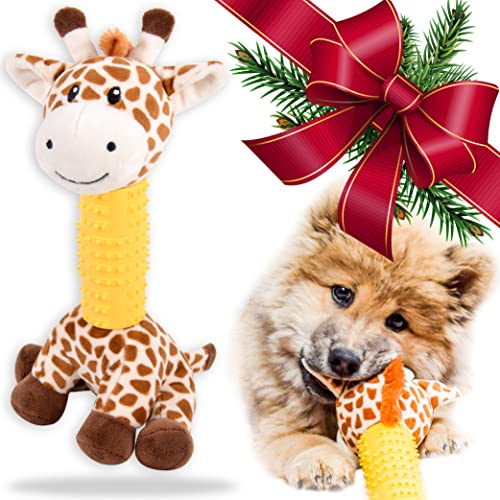 ne&no® Hunde Kuscheltier mit Gummi zum Kauen I Hundespielzeug I Kauspielzeug für Hunde I Quietschspielzeug Hund I Dog Toy I Spielzeug Hund I Hunde Zubehör (Giraffe) von ne&no