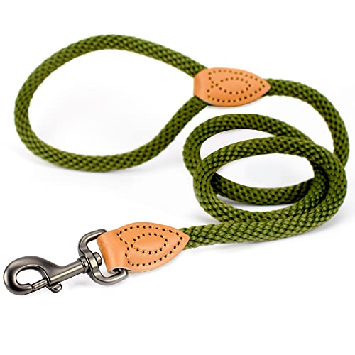 ne&no® Hundeleine (olivgrün) Tauleine für Hunde I Trainingsleine für Hunde I Führleine rund, geflochten I Handschlaufe Seilleine Hund I Cityleine I 1.2m Dog Leash von ne&no