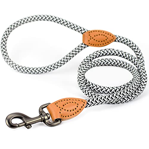 ne&no® Hundeleine (schwarz/weiß/grau) Tauleine für Hunde I Trainingsleine für Hunde I Führleine rund, geflochten I Handschlaufe Seilleine Hund I Cityleine I 1.2m Dog Leash von ne&no