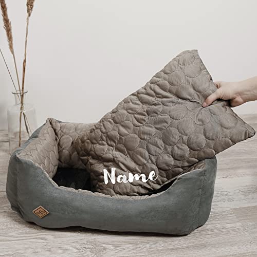 ne&no® Katzenbett 2 in 1 PERSONALISIERT [kühlender und wärmender Stoff] | Hundesofa für kleine Hunde und Katzen | Kuschelbett Katzen Bettchen 35x45 (B, s, pers.) von ne&no