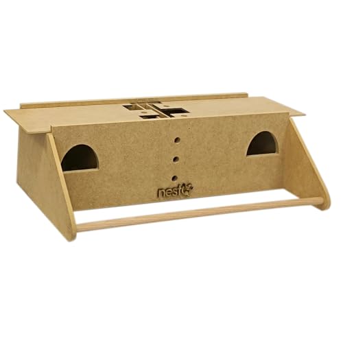 Doppelnest für Agapornis und Wellensittiche, Zuchtbox aus MDF mit Trennwänden und Belüftung, Nistkasten aus Holz mit Schiebedeckel und Kapazität für zwei Vogelpaare, Nistvögel von nestQ