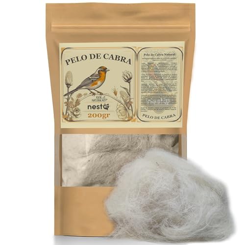 nestQ Natürliches Ziegenhaar, 200 g, für Nester, Vögel, Kanarienvögel, exotische Stiege, Ziegenhaarfasern, Nestzubehör (natürlich) von nestQ