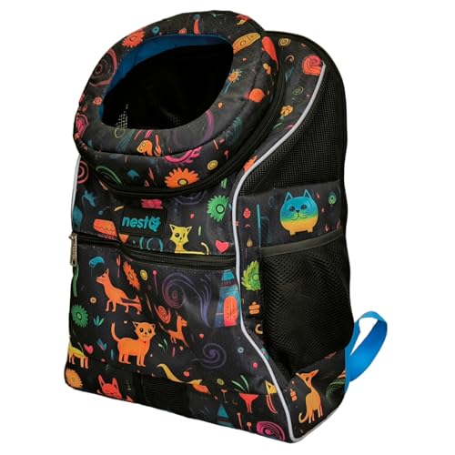 Rucksack für kleine Haustiere wie Hunde und Katzen bis 3 kg – Nackenschutz – Reisetasche, Welpen – Größe 43 x 30 x 20 cm von nestQ