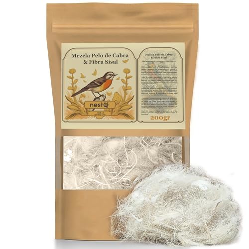 nestQ Natürliches Ziegenhaar, 200 g, für Nester, Vögel, Kanarienvögel, exotische Stiege, Ziegenhaar, Mischung mit Sisalfaser, Zubehör für Nester (Faser) von nestQ