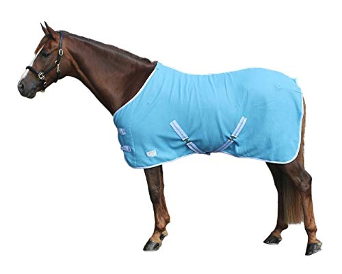 netproshop Fleece Abschwitzdecke mit Kreuzbegurtung, Farbe: Hellblau Gr. 105-155cm, Groesse:105 von NETPROSHOP