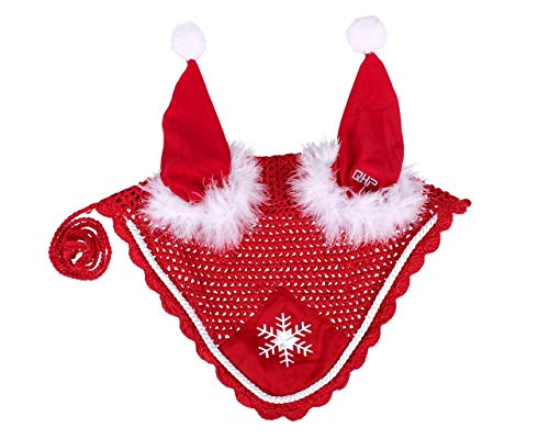 NETPROSHOP Pferde Winter-Weihnachtsmütze Fliegenhaube mit Ohren und Stickerei Gehäkelt Rot, Groesse:Shetty von NETPROSHOP