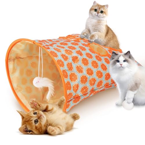 Katzentunnel-Taschen für Indoor-Katzen, Katzenschlauch-Tunnel, Katzenzelte, Katzentunnel, Spielzeug, zusammenklappbar, interaktives Katzenbohrtasche, Haustierspielzeug mit Plüschball, von newhsy